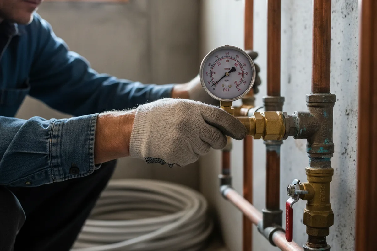 Pressure testing a repaired line during Water Line Repair in Willingboro
